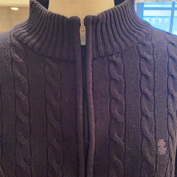 IZOD 🐊💯 QUALITY COTTON MENS CABLE KNIT ZIP FRONT SWEATER - Picture 8 of 8